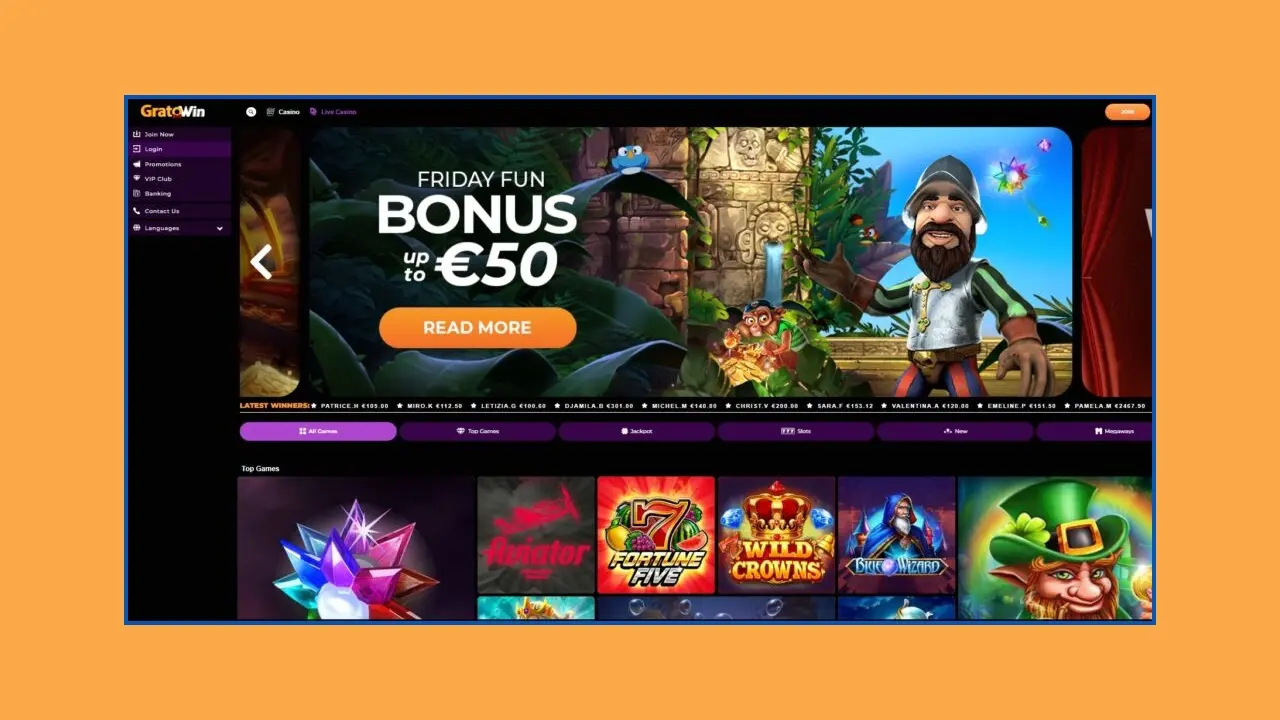 Système de bonus dans la version mobile de Gratowin
